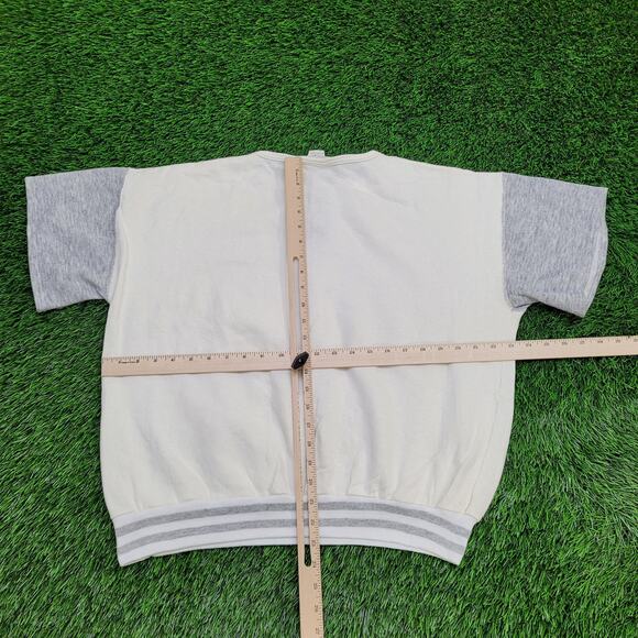 Vintage 90s MOD Sweatshirt Womens XL 23x23 Boxy White Gray - Picture 3 of 10